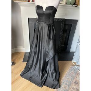 Theia Black Strapless Satin Evening Gown – Size 2